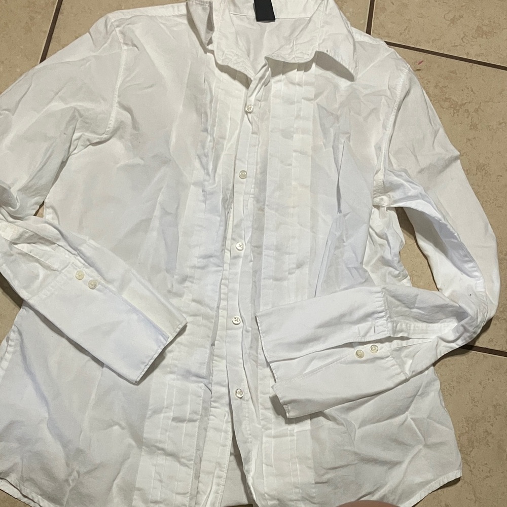 GAP White Button-Front Shirt with Signature Navy Tag